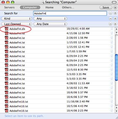 SearchAdobeFnt Files