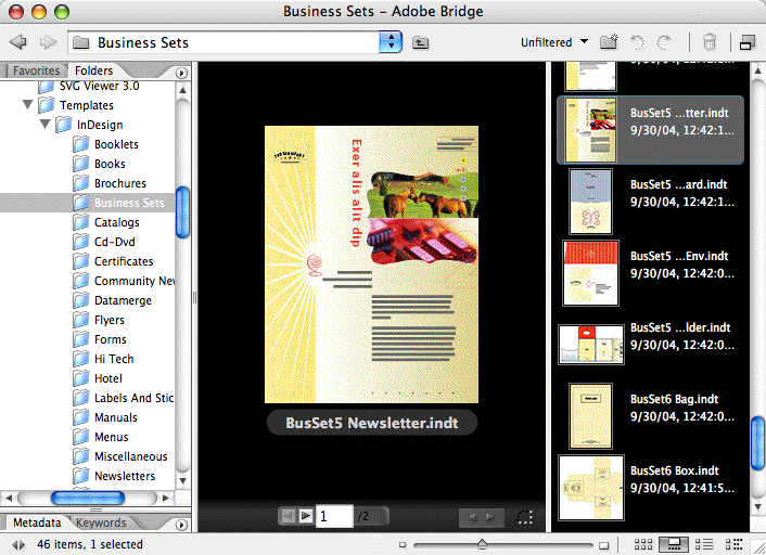 InDesign Template in Bridge