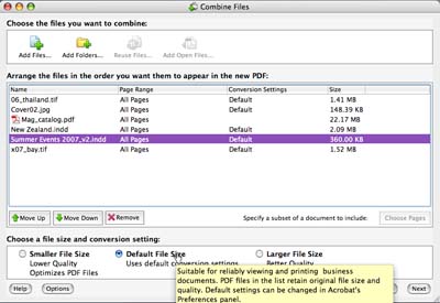 Combine Files Dialog