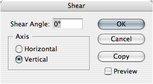 InDesign Shear dialog