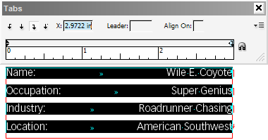 Figure 2: Shows the same text with the right column now aligned to the right of the text frame.
