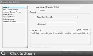 Figure 2: (Click to Zoom) The Character Style Options dialog