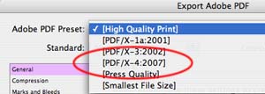 PDF/X-4 dialog