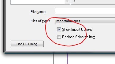 Select Show Import Options