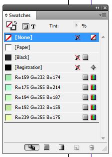 Swatch panel after adding a Kuler theme