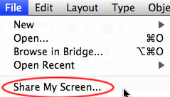 Share My Screen Menu Item
