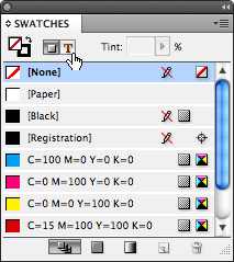 formataffectstext InDesign Swatches menu