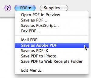 PDF menu choices
