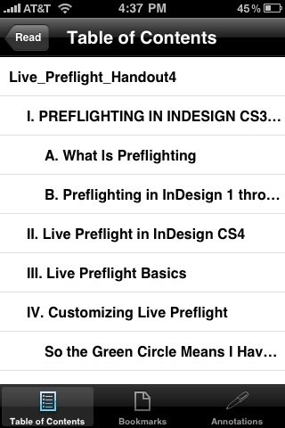 Stanza for the iPhone TOC