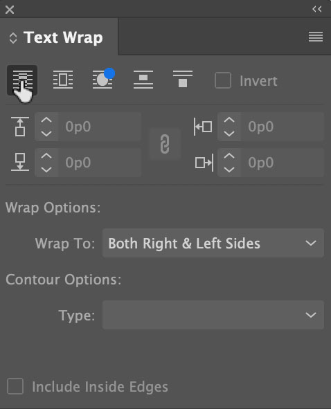 InDesign Text Wrap panel