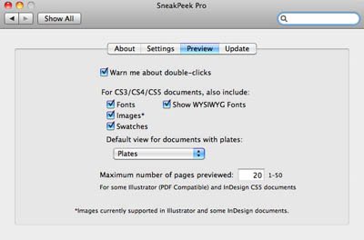 SneakPeek Pro Preview Options