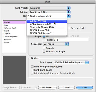 Printing to PostScript