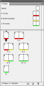 Pages Panel with Color Labels applied in InDesign CS5
