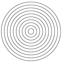 Evenly spaced concentric rings