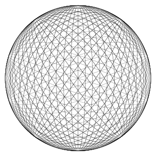 Circle filled with grid of lines in all directions