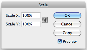 InDesign scale menu 100%