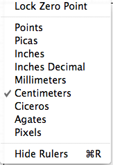 InDesign unit of measurement pop up