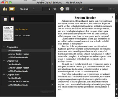 Adobe Digital Editions - Section Break