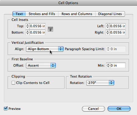 Cell Options