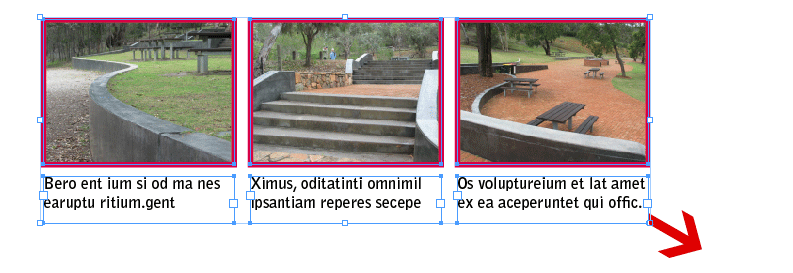 three images with captions underneath selected.