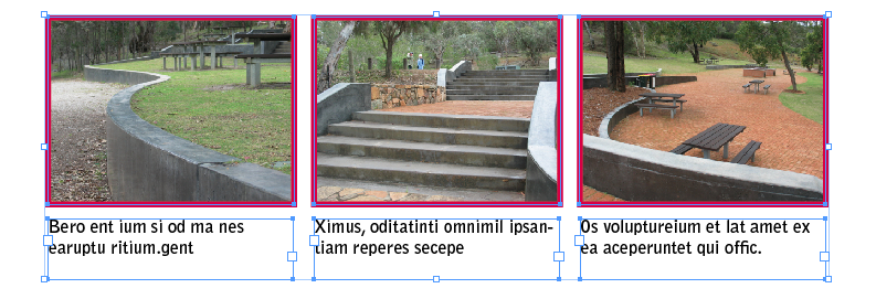 Sizing and Auto-Fit result: images now resized in frames, text retains original font size.