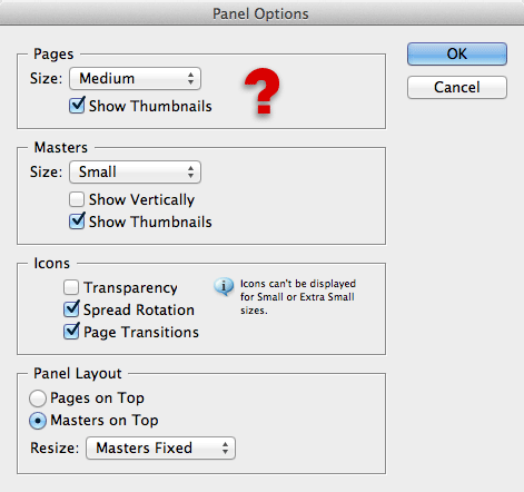 CS6 Panel Options dialog with question mark in red placed in area where 'Show Vertically' is missing