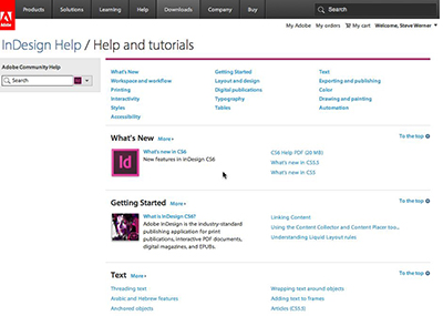 InDesign Online Help