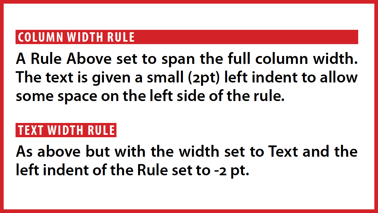 InDesign Paragraph Rules