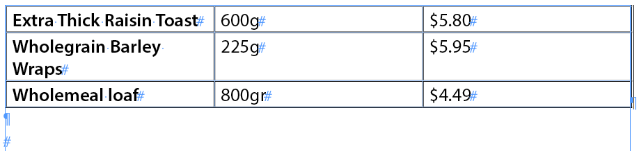 Table with three columns and three rows.