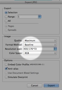 Export PNG dialog with highlighted information: Quality maximum, format method, baseline, resolution (ppi) 400/176*72, color space RGB
