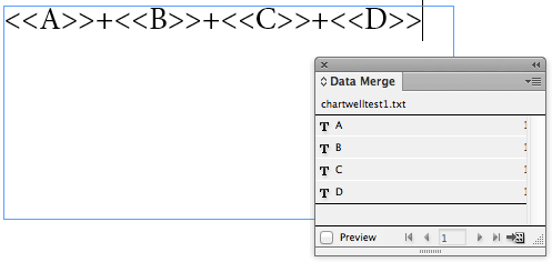 Placing data in InDesign