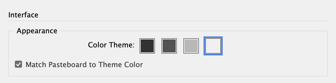Preferences pane for changing dark theme