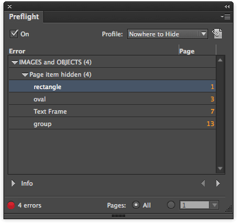 Finding hidden items with preflight profiles