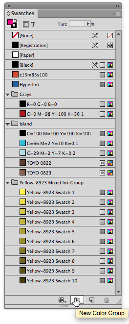 Color Groups in InDesign CC 2014