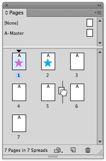 Note that, even though there is no "plus" sign on the hand icon, page 1 will be duplicated between pages 5 and 6 when the mouse is released.