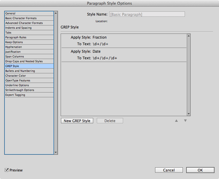 date and fraction grep styles