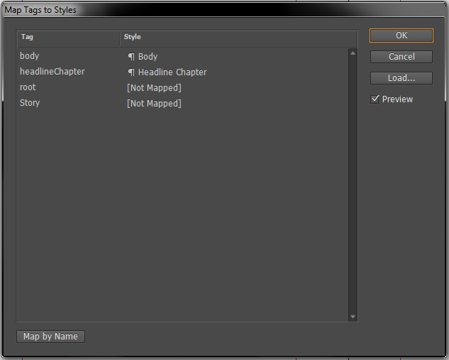 Figure 2: The Map Tags to Styles menu