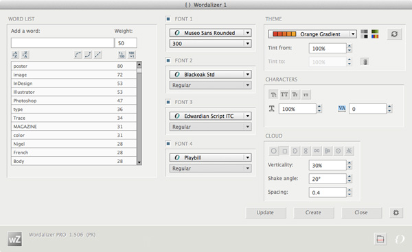 Wordalizer dialog box