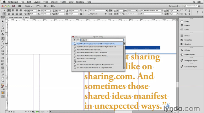 InDesign Secrets video: Quick Apply