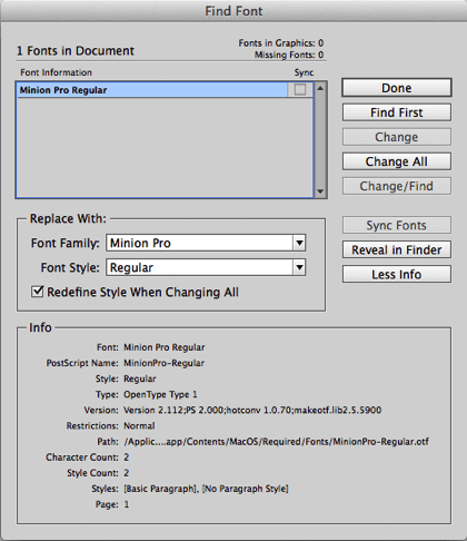 find font version
