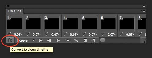 Adobe Photoshop Convert to video timeline
