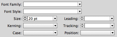The character style options for increasing only the point size.