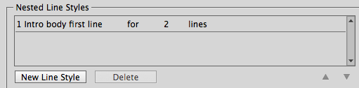 The Nested Line Style to apply the character style to the first two lines of text.