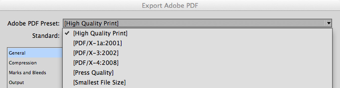 bleed11 - export dialog options in square brackets