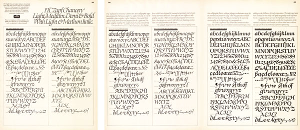 Excerpts from the U&lc announcement of ITC Zapf Chancery. Vol. 6 No. 2, 1979.