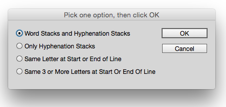 The SmokeWordStacks script gives you control over what types of "stacks" to search for