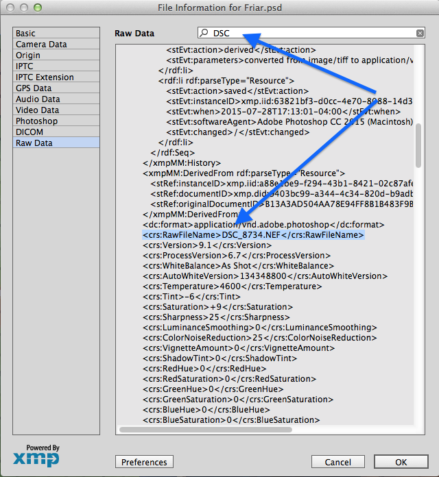 Camera Raw Filename