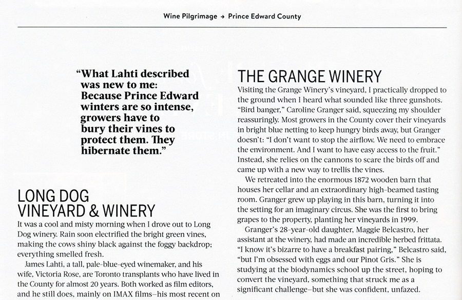 This not-so-large, yet bold pull quote is floating in space, making it hard to miss. Food and Wine magazine.