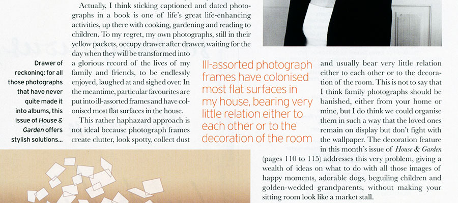 Placing this pull quote in-between several other elements creates an interesting geometric pattern. House & Garden magazine.