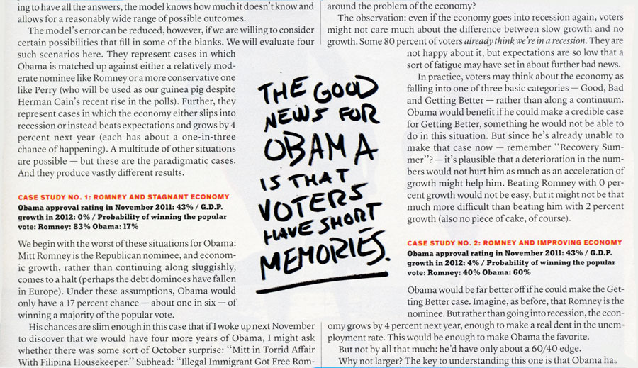 Want more drama? Try using all-cap marker hand lettering. The New York Times Magazine.